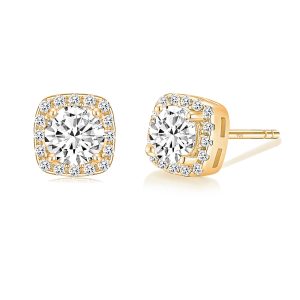 EAMTI 925 Sterling Silver Gold Stud Earrings for Women 0.5CT Square Cubic Zirconia CZ Stud Earrings Gold Plated Stud Earrings Men Hypoallergenic